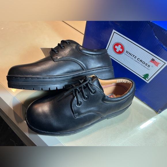 White Cross Official Eco-Friendly Comfort Work School Shoes Men’s 8 Black NEW - Picture 3 of 11